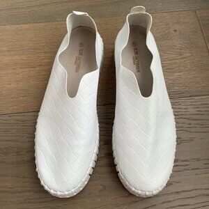 Ilse Jacobsen Hornbaek Tulip 3260PS SlipOn Subtle Check Platform Shoes Wht Sz 41